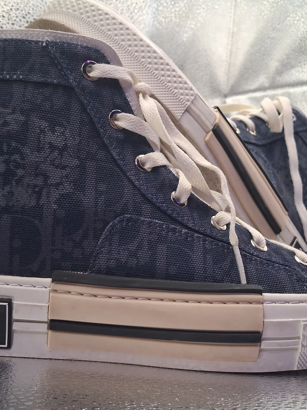RETIRED Rare Dior B23 Blue High-Top Sneakers with White Trim